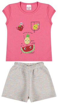 CONJUNTO BLUSA MEIA MALHA E SHORT MOLETINHO LUREX